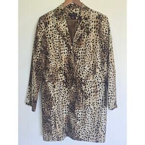 Signature Robbie Bee Silk Leopard Print Longline Duster Jacket 10